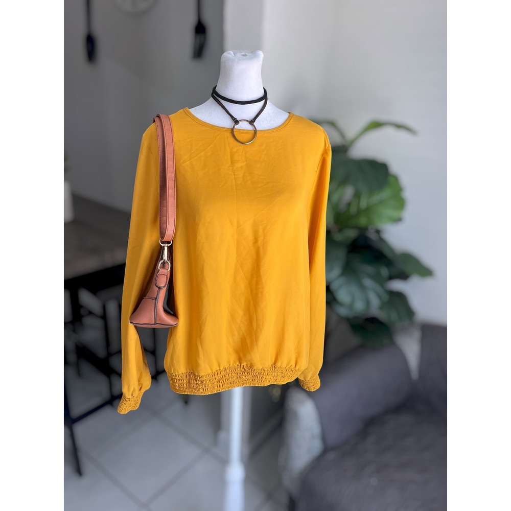 Identity Mustard Yellow Long Sleeve Blouse Top Size 38 (Euro) US Medium